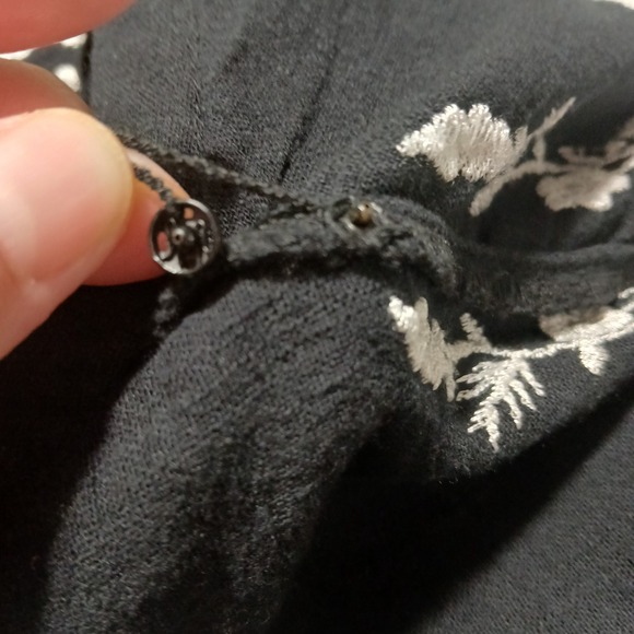 Free People Black Embroidered Gauze Tiered Babydoll Mini Dress Short Sleeve - Picture 12 of 12